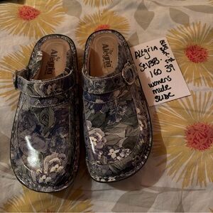 Alegria Floral Mules - Blue and Gray